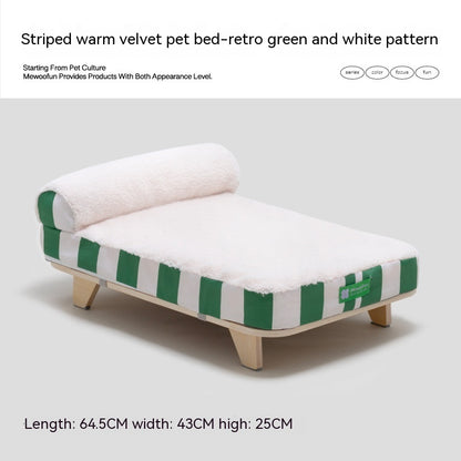 CAMA NÓRDICA VELVET-STRIPE - DIVÁN ORTOPÉDICO DE MADERA REAL