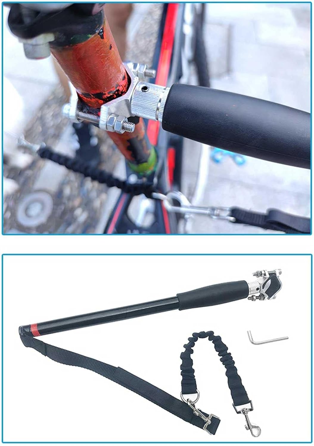 BARRA GUÍA DE ACERO INOXIDABLE PARA PASEO EN BICICLETA CON PERRO