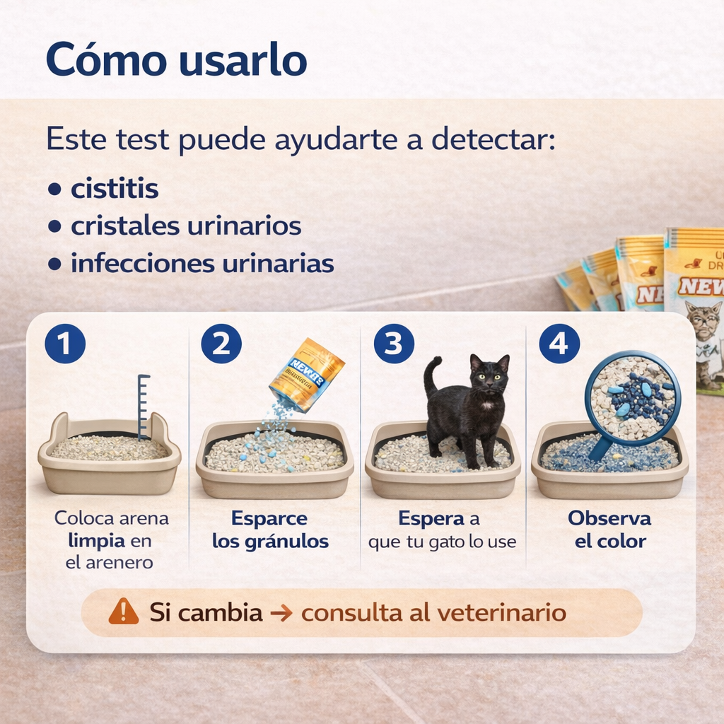 TEST DE SALUD PARA ARENERO - DETECTOR PREVENTIVO DE SANGRE Y PH