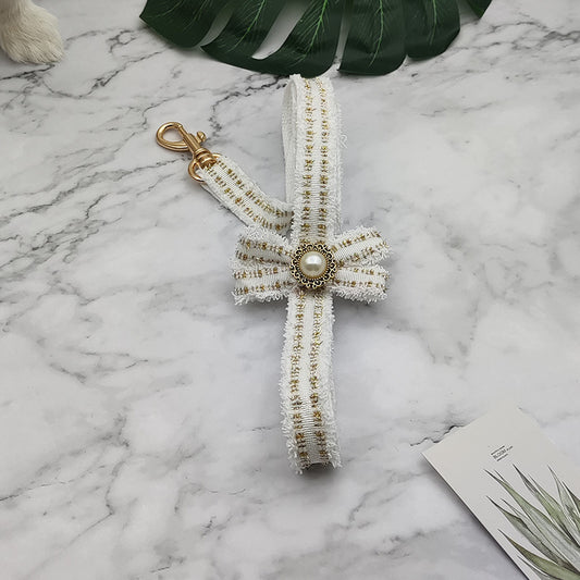 SET ROYAL PEARL & BOW: COLLAR Y CORREA DE LUJO