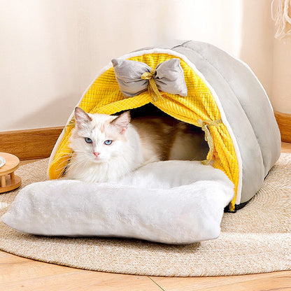 REFUGIO CUEVA SUAVE PARA GATOS Y PERROS PEQUEÑOS CON LAZO