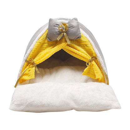 REFUGIO CUEVA SUAVE PARA GATOS Y PERROS PEQUEÑOS CON LAZO