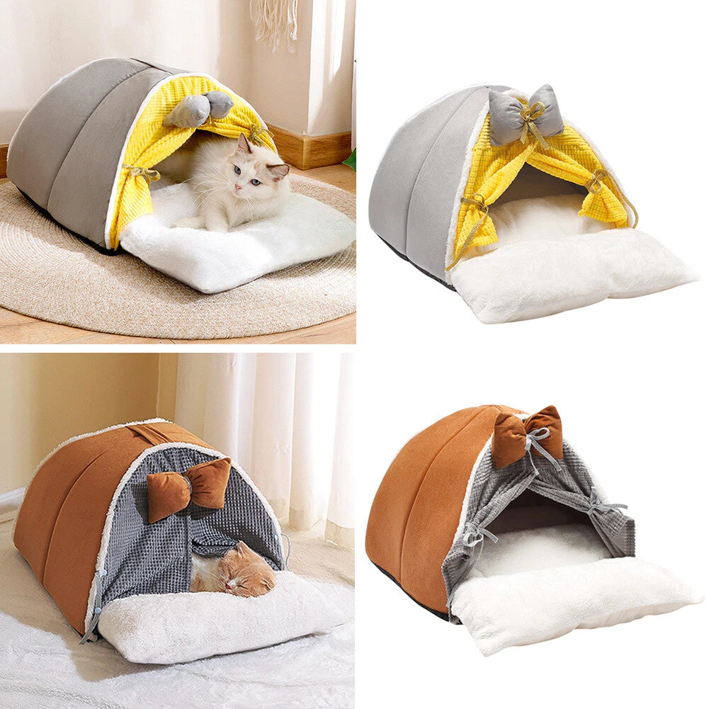 REFUGIO CUEVA SUAVE PARA GATOS Y PERROS PEQUEÑOS CON LAZO