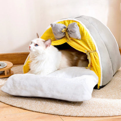 REFUGIO CUEVA SUAVE PARA GATOS Y PERROS PEQUEÑOS CON LAZO