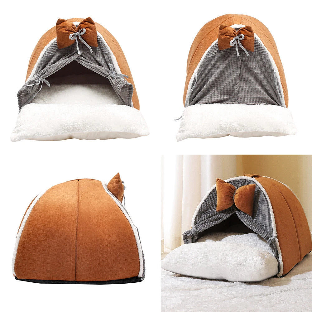 REFUGIO CUEVA SUAVE PARA GATOS Y PERROS PEQUEÑOS CON LAZO