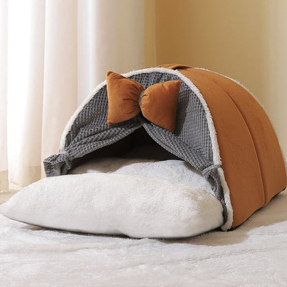 REFUGIO CUEVA SUAVE PARA GATOS Y PERROS PEQUEÑOS CON LAZO