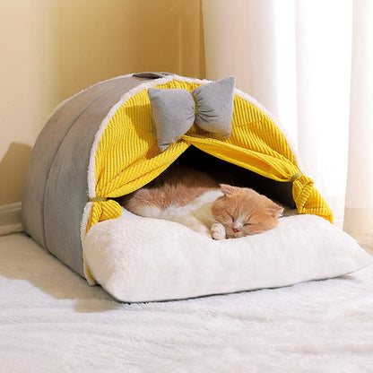 REFUGIO CUEVA SUAVE PARA GATOS Y PERROS PEQUEÑOS CON LAZO